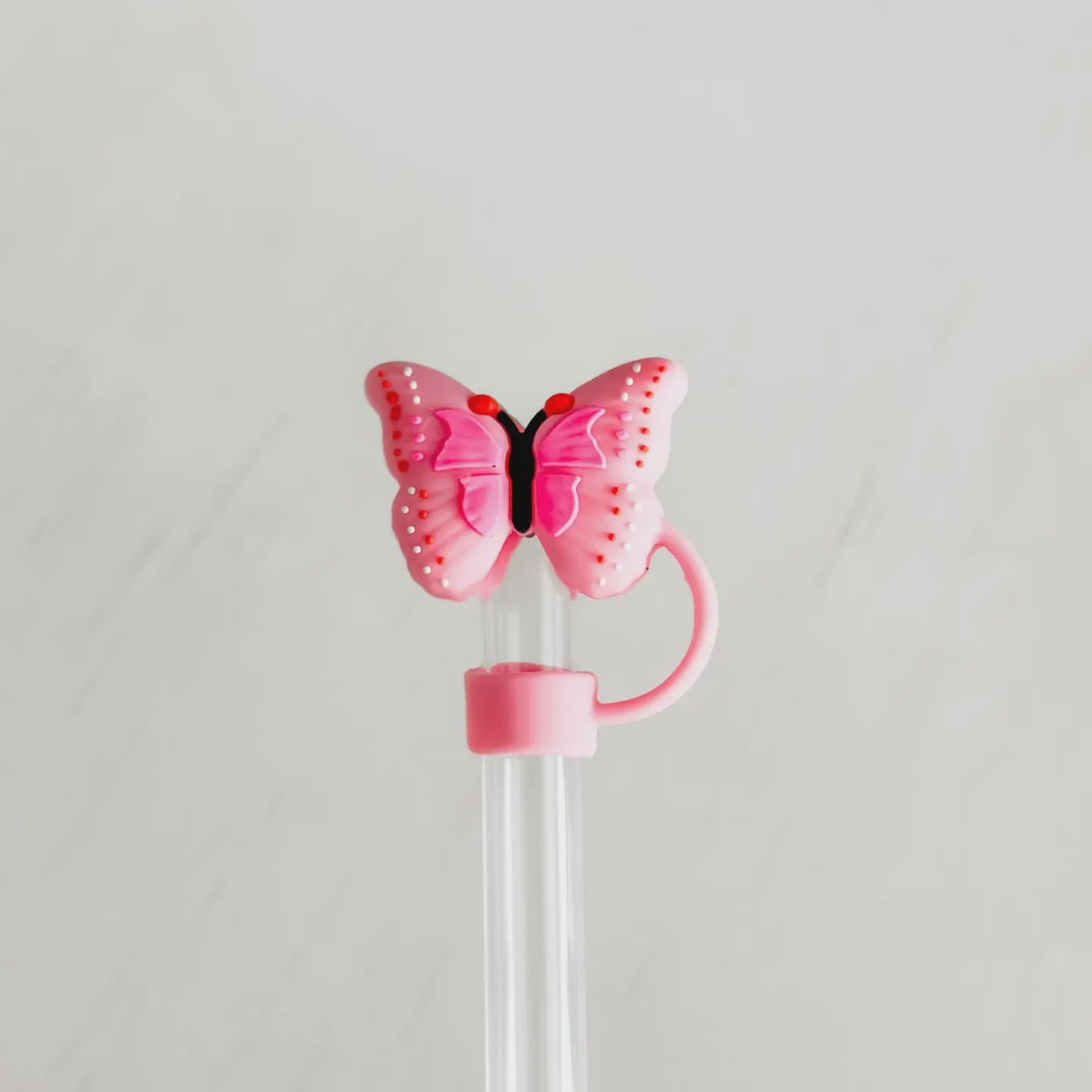 Straw Cover Butterfly Pink