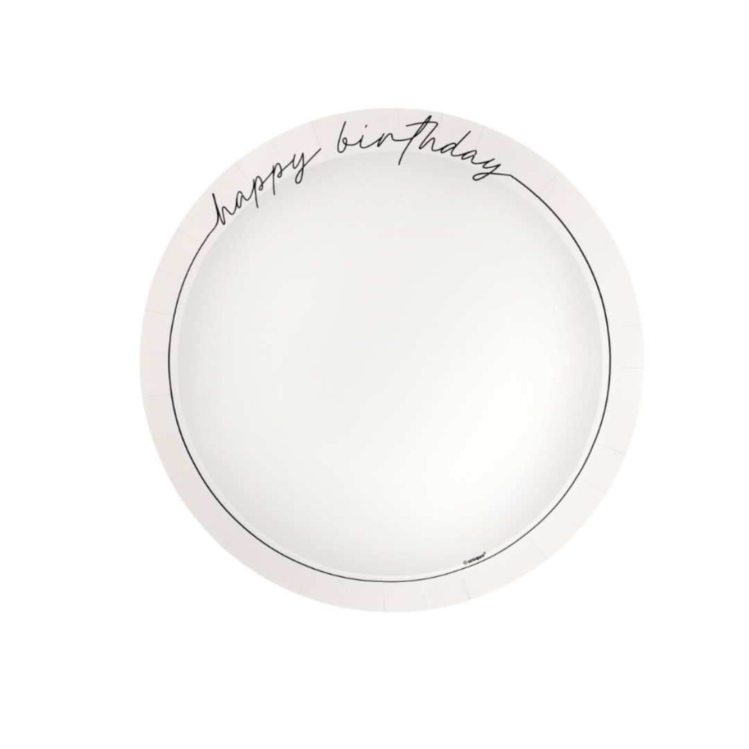 Script HBD Dinner Plates - 8pk