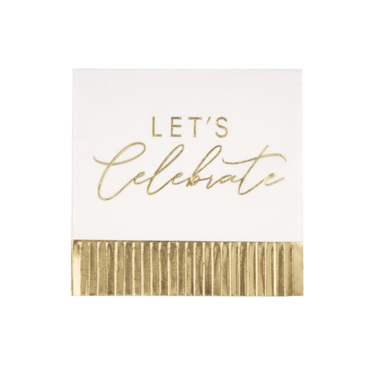 Let's Celebrate Gold Fringe Napkins 16ct