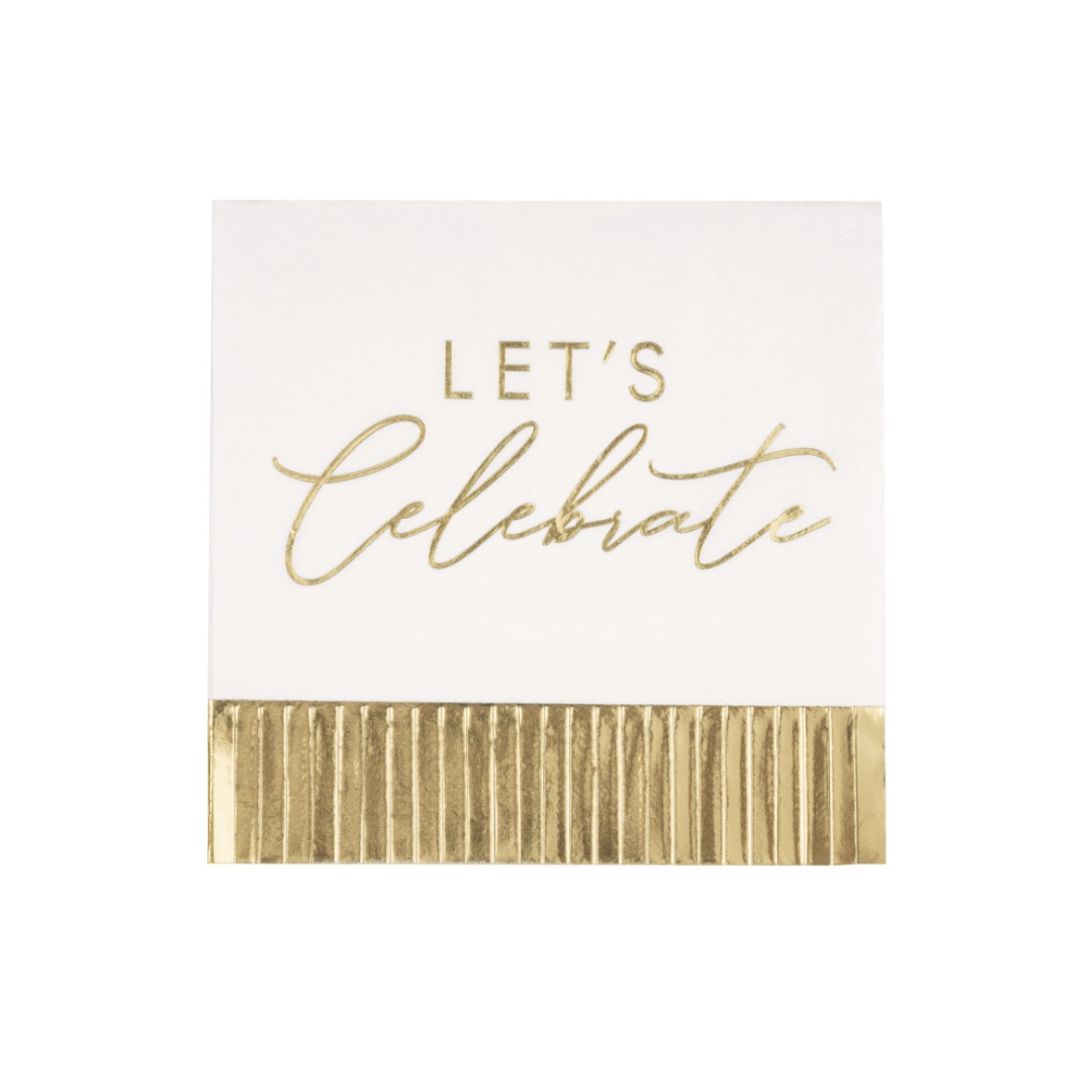 Let's Celebrate Gold Fringe Napkins 16ct