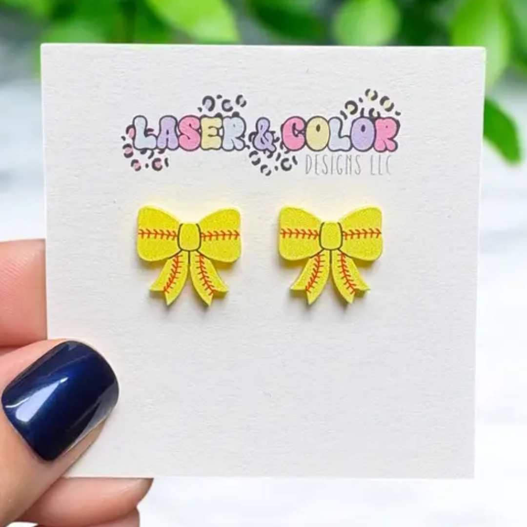 Softball Bow Earrings