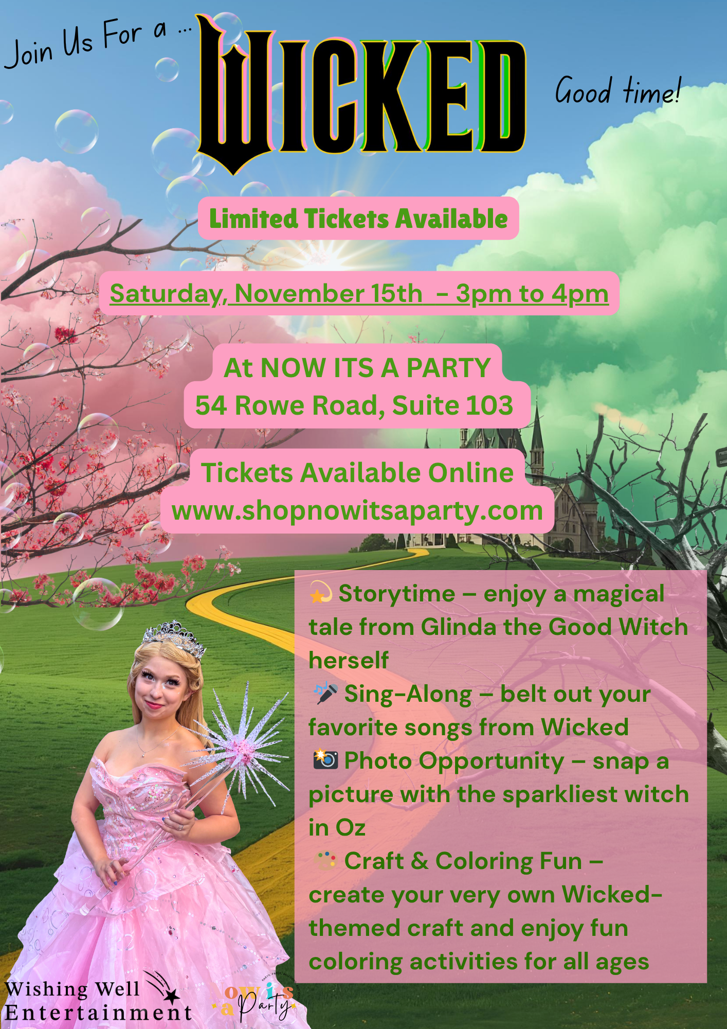 Glinda from Wicked Storytime Ticket (1 Adult/1 Child)