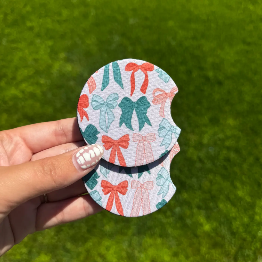 Car Coaster Set - Christmas Bows