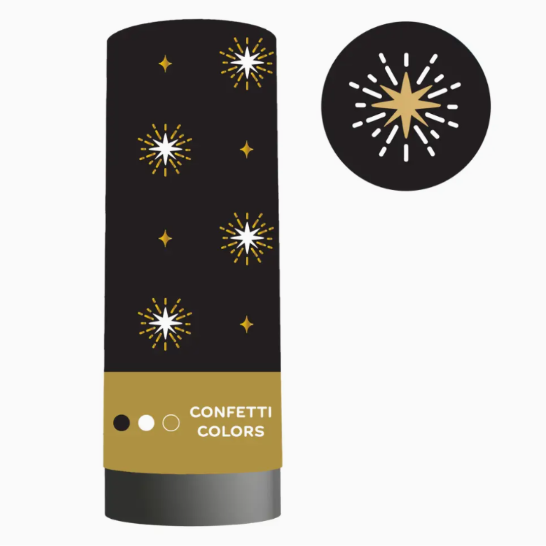 Confetti Popper - White/Black/Gold