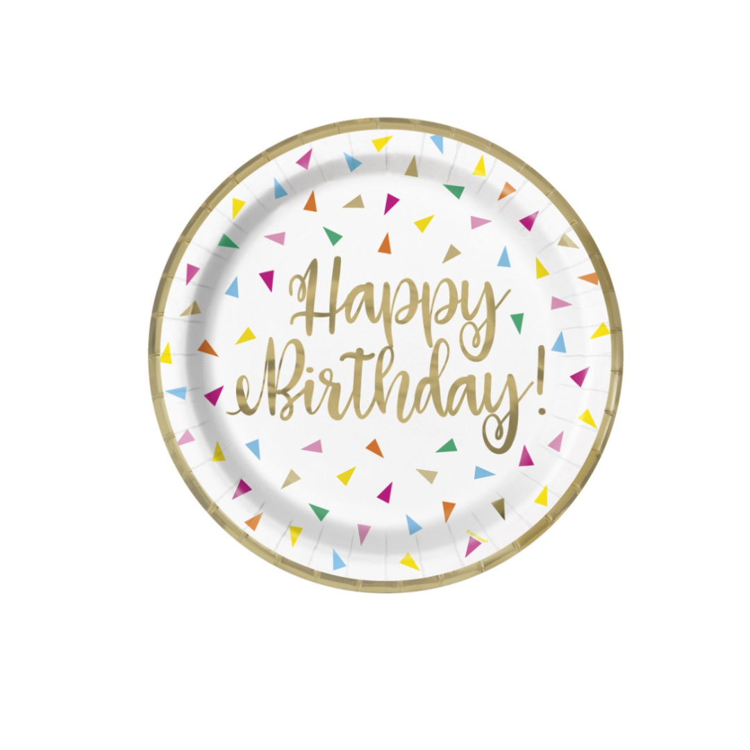 Happy Birthday Confetti Dessert Plates 8pk