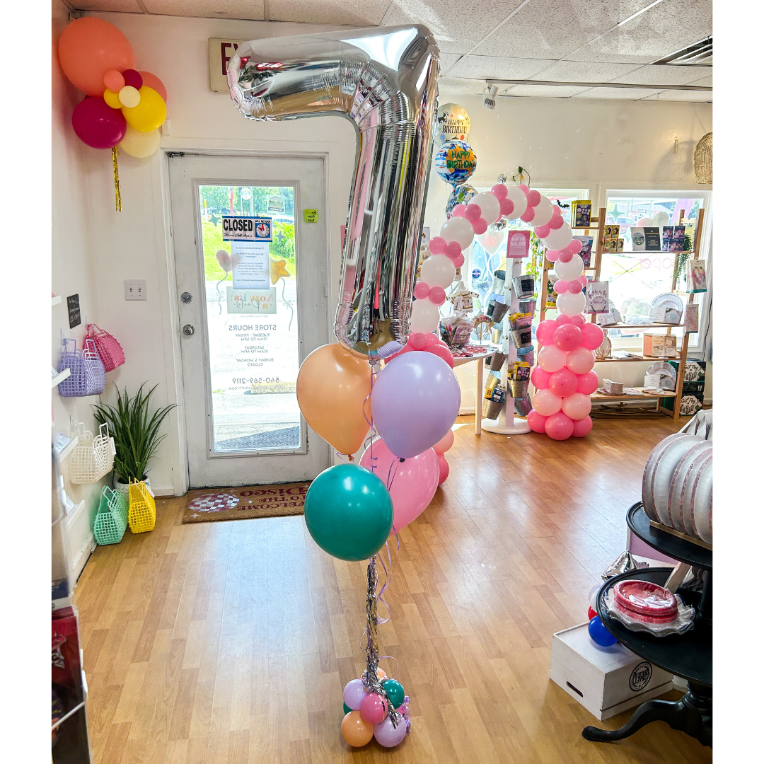 Number Balloon - Silver