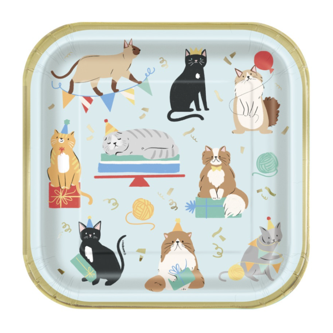 Pawty Animals Plates - Cat Themed