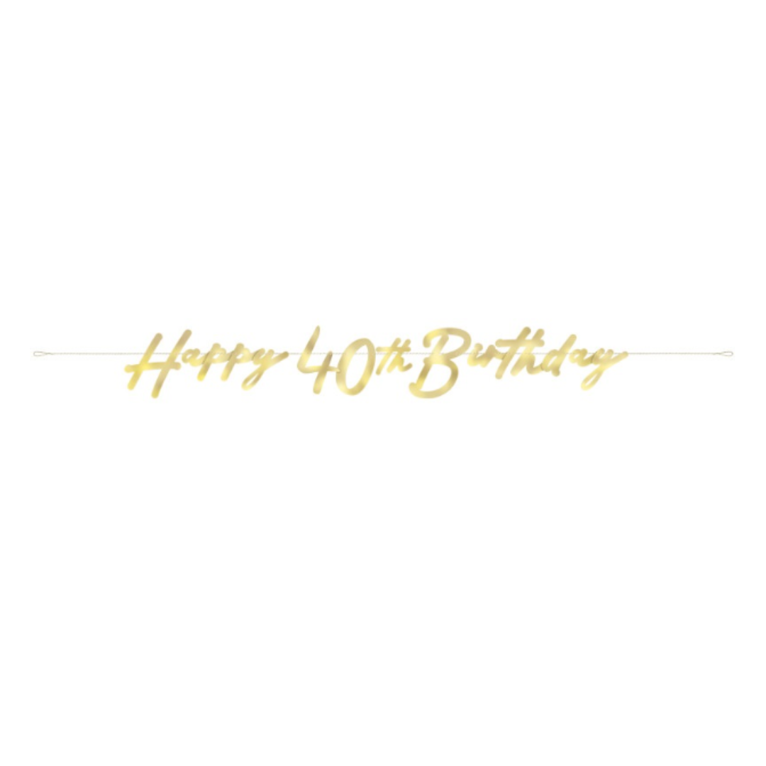Gold Happy 40th Birthday Banner