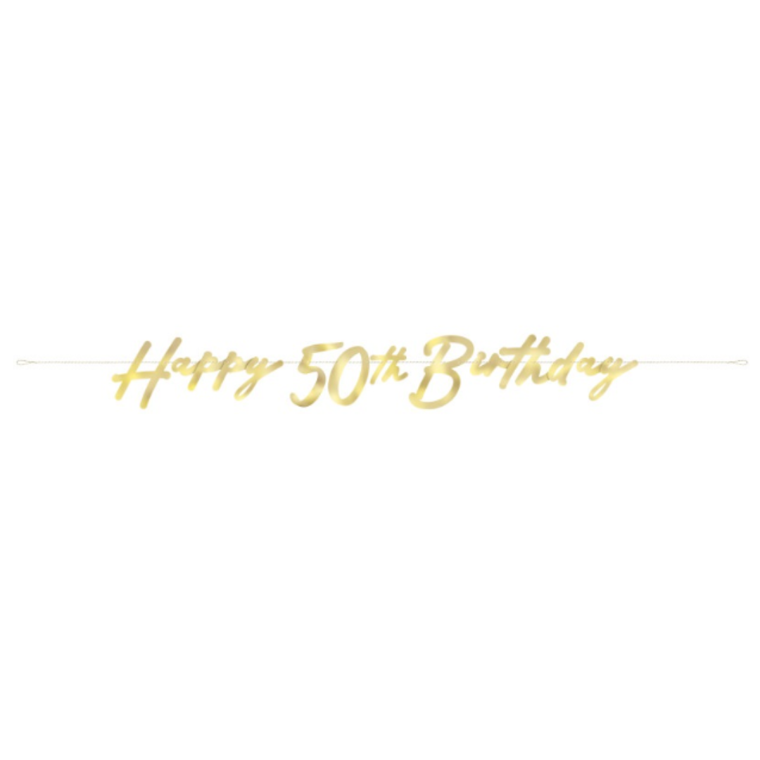 Gold Happy 50th Birthday Banner
