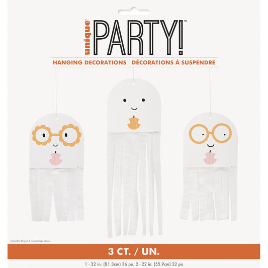 Groovy Hanging Halloween Ghosts - 3ct