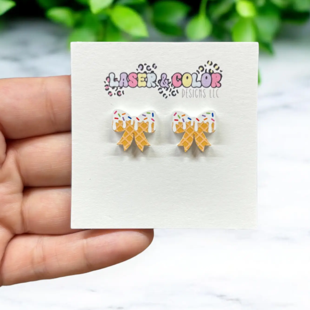 Baseball Drip Bow Earrings