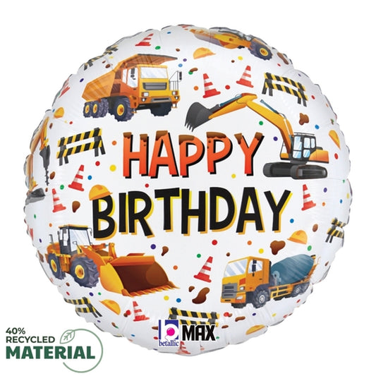 Foil Standard - Construction HBD Themed Helium Balloon