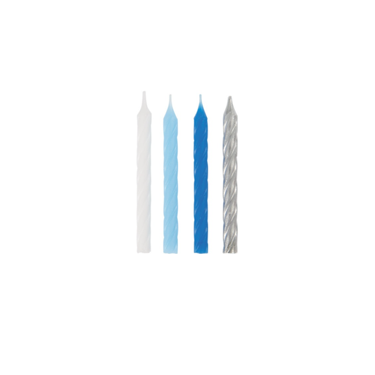 Blue, White, Silver Candles 24ct