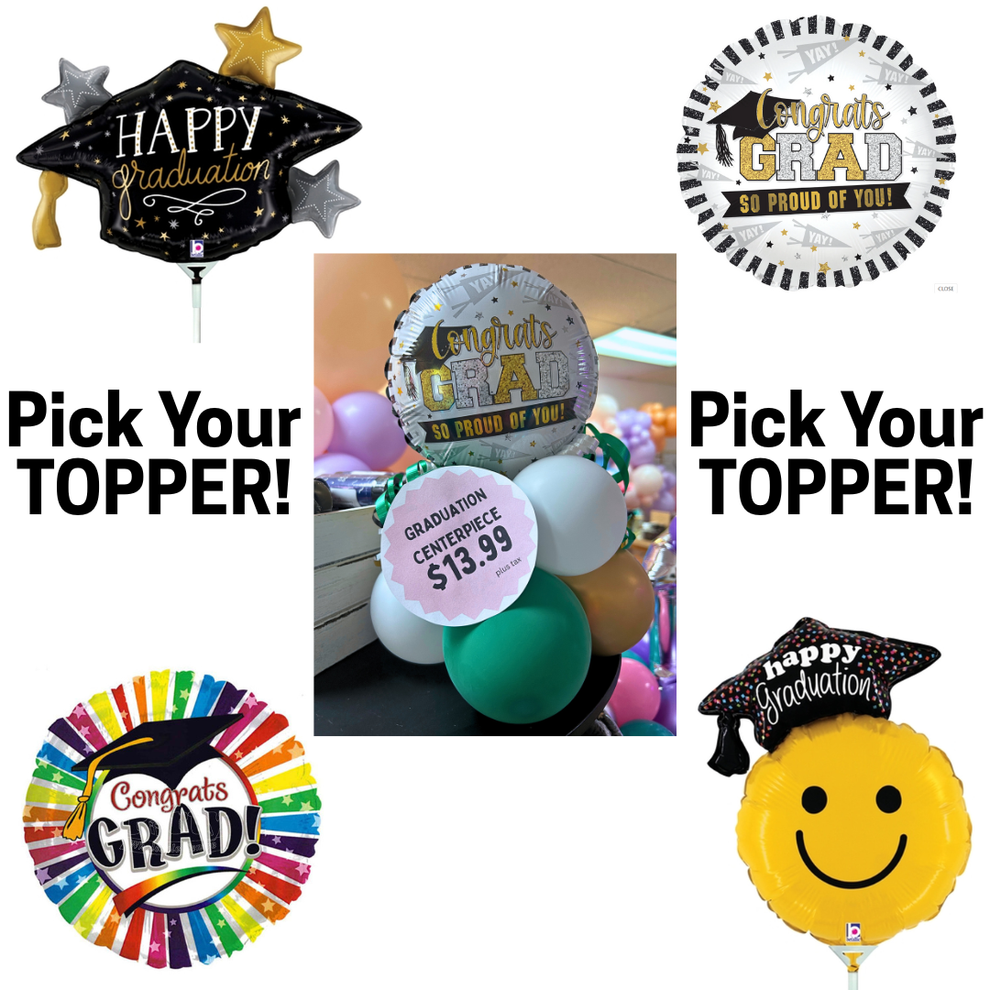 Grad Topper Stand Centerpiece - Graduation Custom Foil Topper – NOW ITS A PARTY