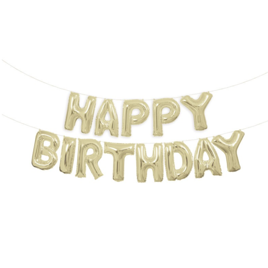 Happy Birthday Balloon Banner Kit - Gold