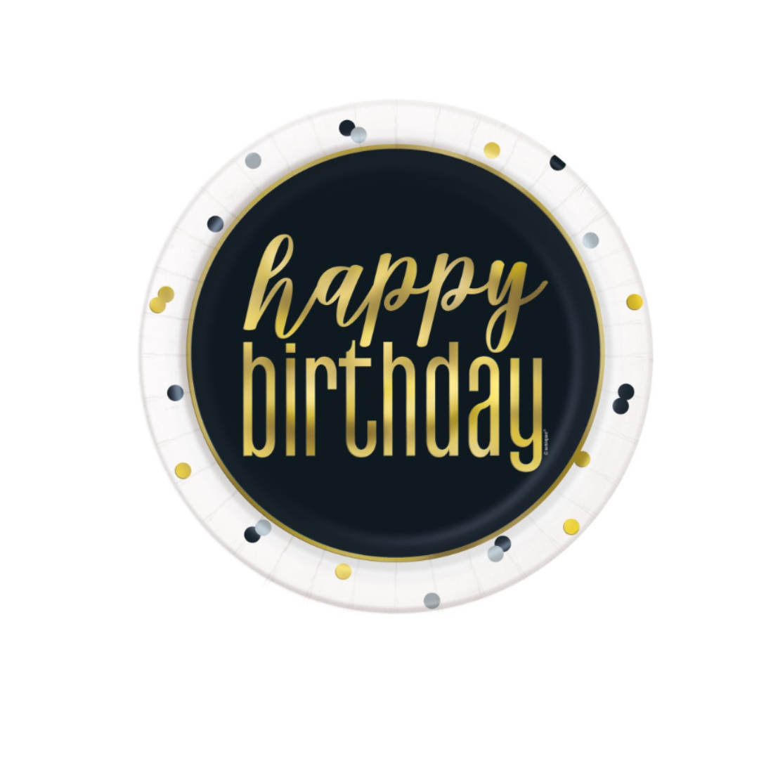Metallic Happy Birthday Dinner Plates - 8pk