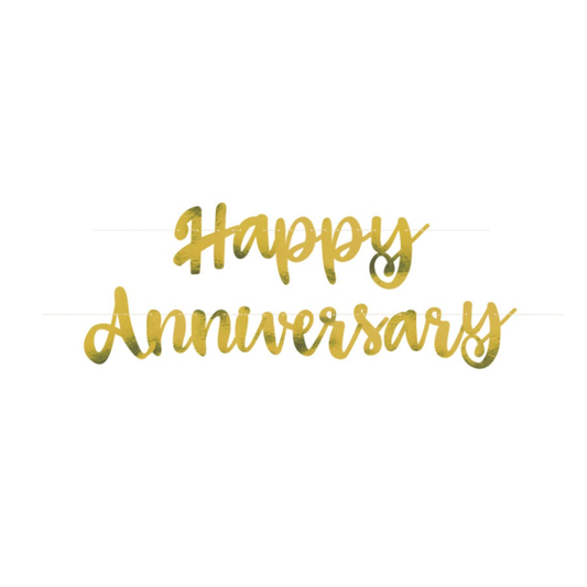 Happy Anniversary Banner - Gold