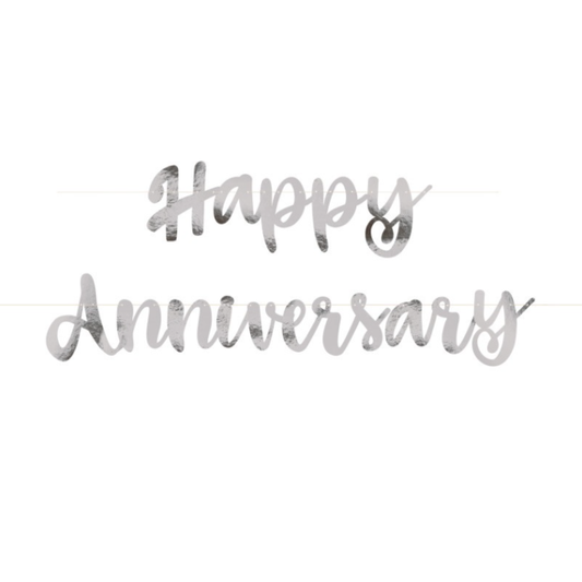 Happy Anniversary Banner - Silver