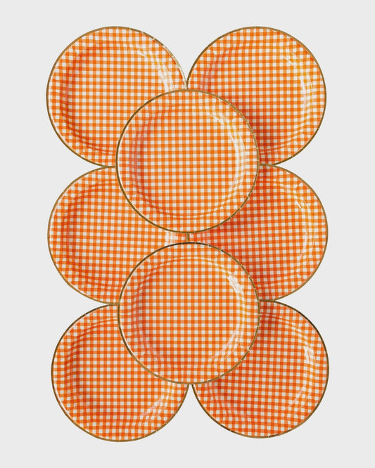 Orange Gingham Plates