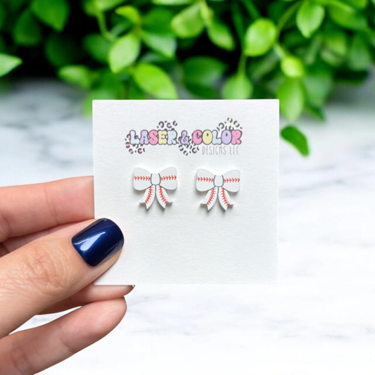 Baseball Bow Earrings