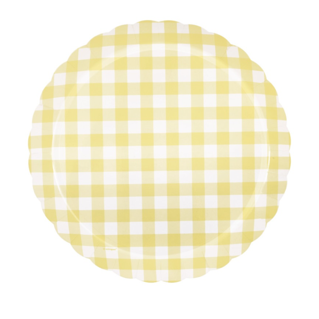 Yellow Gingham Scallop Plates
