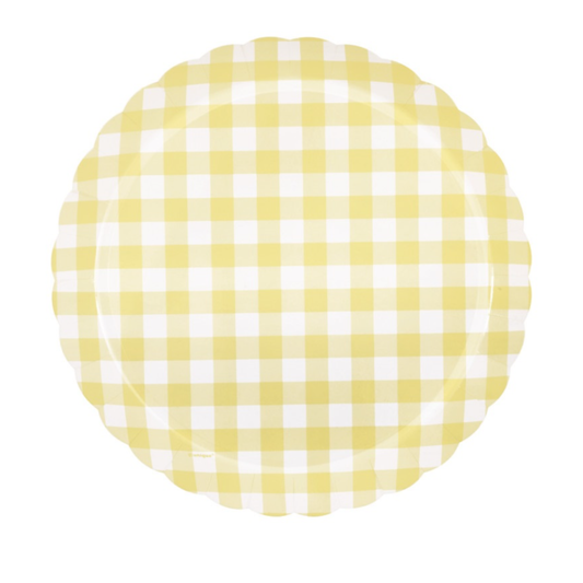 Yellow Gingham Scallop Plates