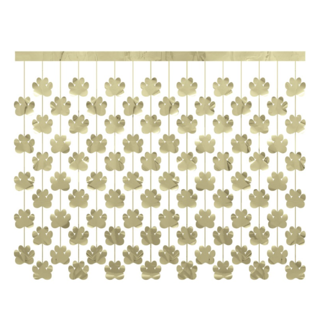 Foil Curtain - Gold Paw Print