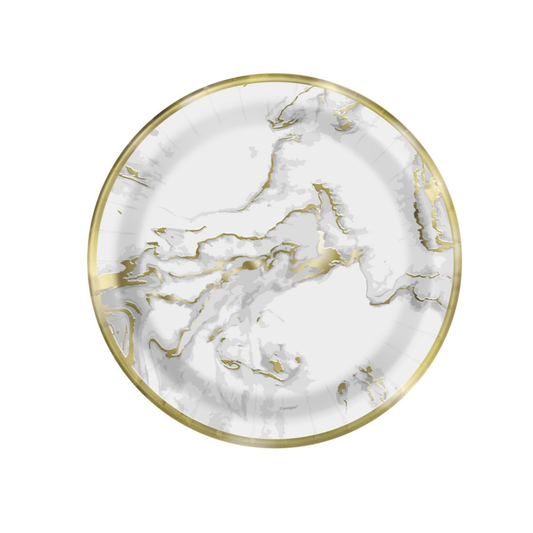 Gold Marble Dinner Plates 10pk