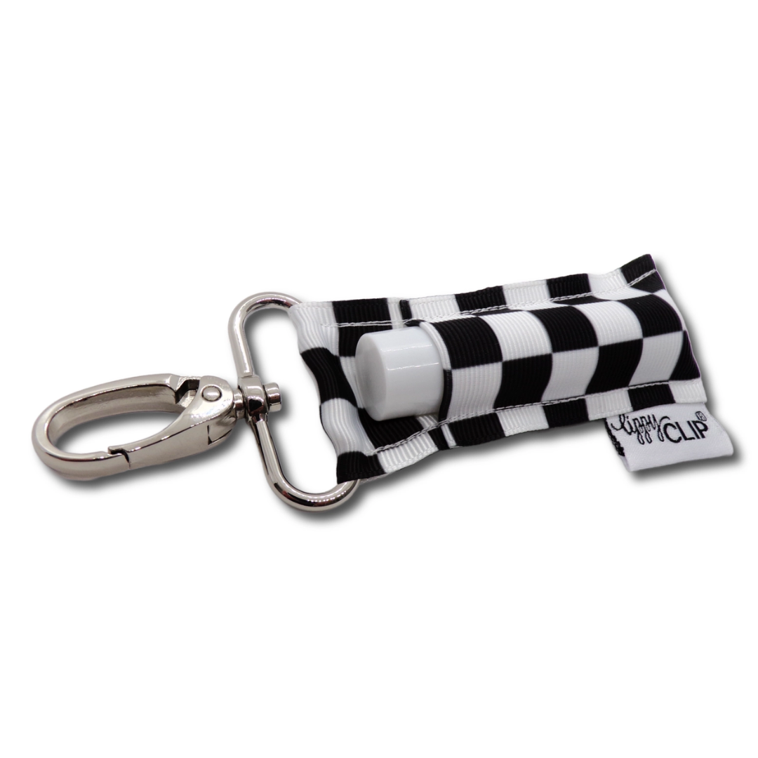 Black and White Checkered Lippyclip | Lip Balm Holder