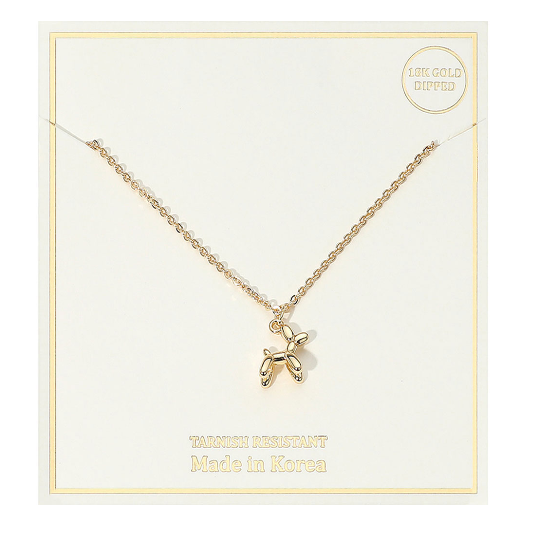 Gold-Dipped Balloon Dog Pendant Necklace