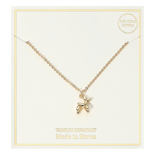 Gold-Dipped Balloon Dog Pendant Necklace