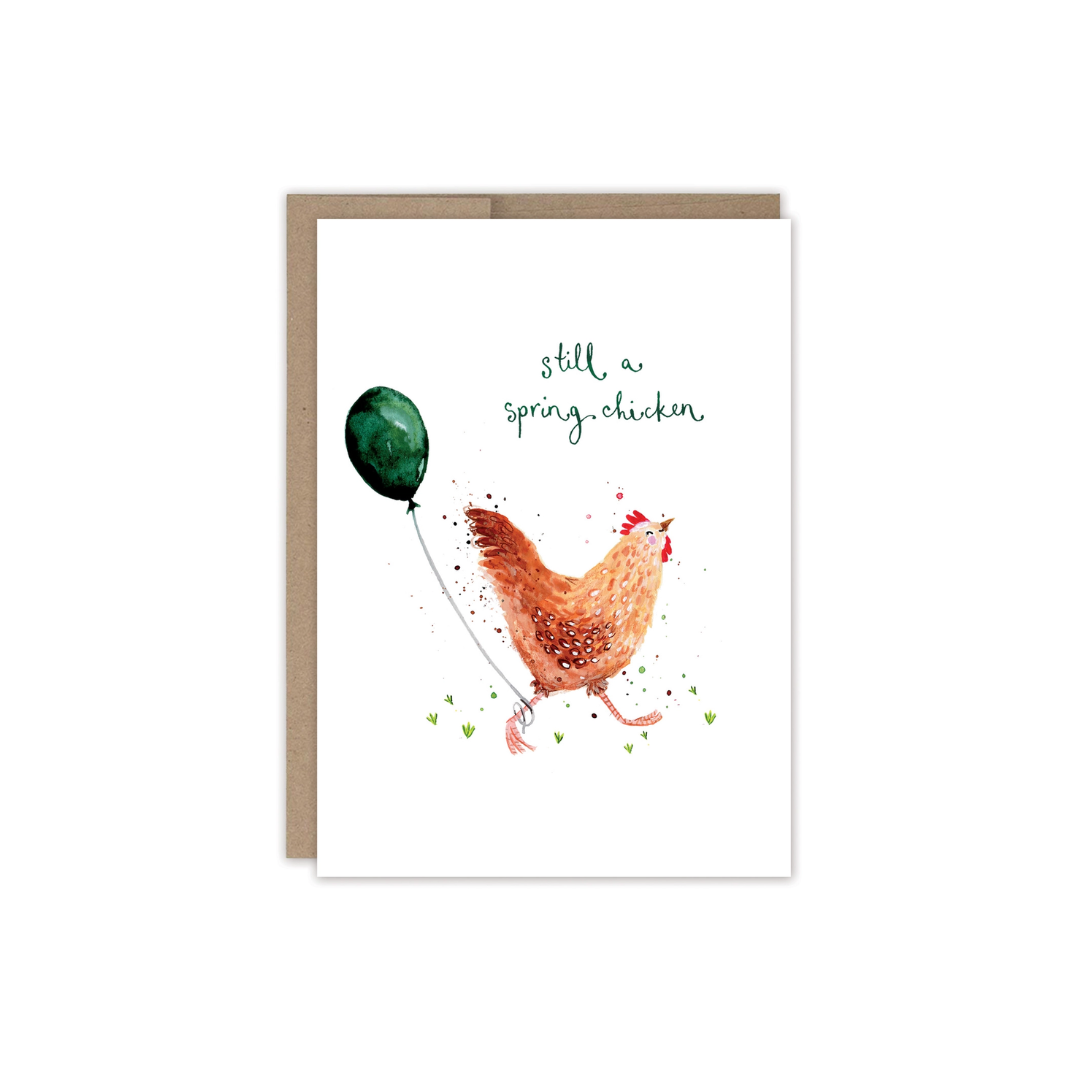 Spring Chicken Birthday Card