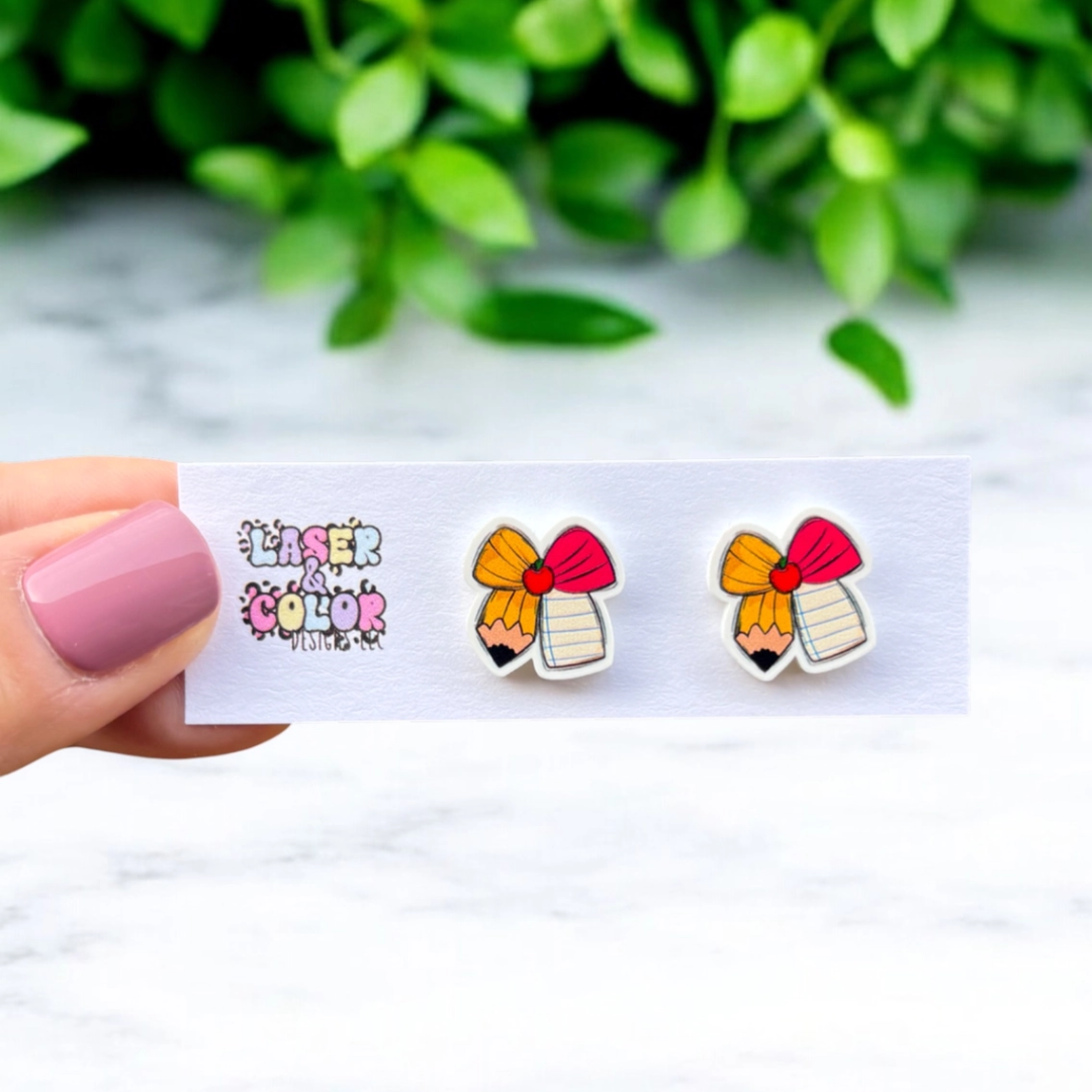 Teacher Themed Bow Earrings