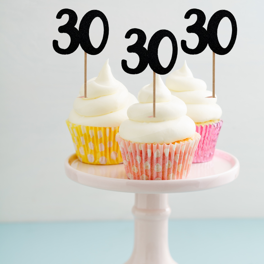 30th Birthday Cupcake Toppers - 12pk