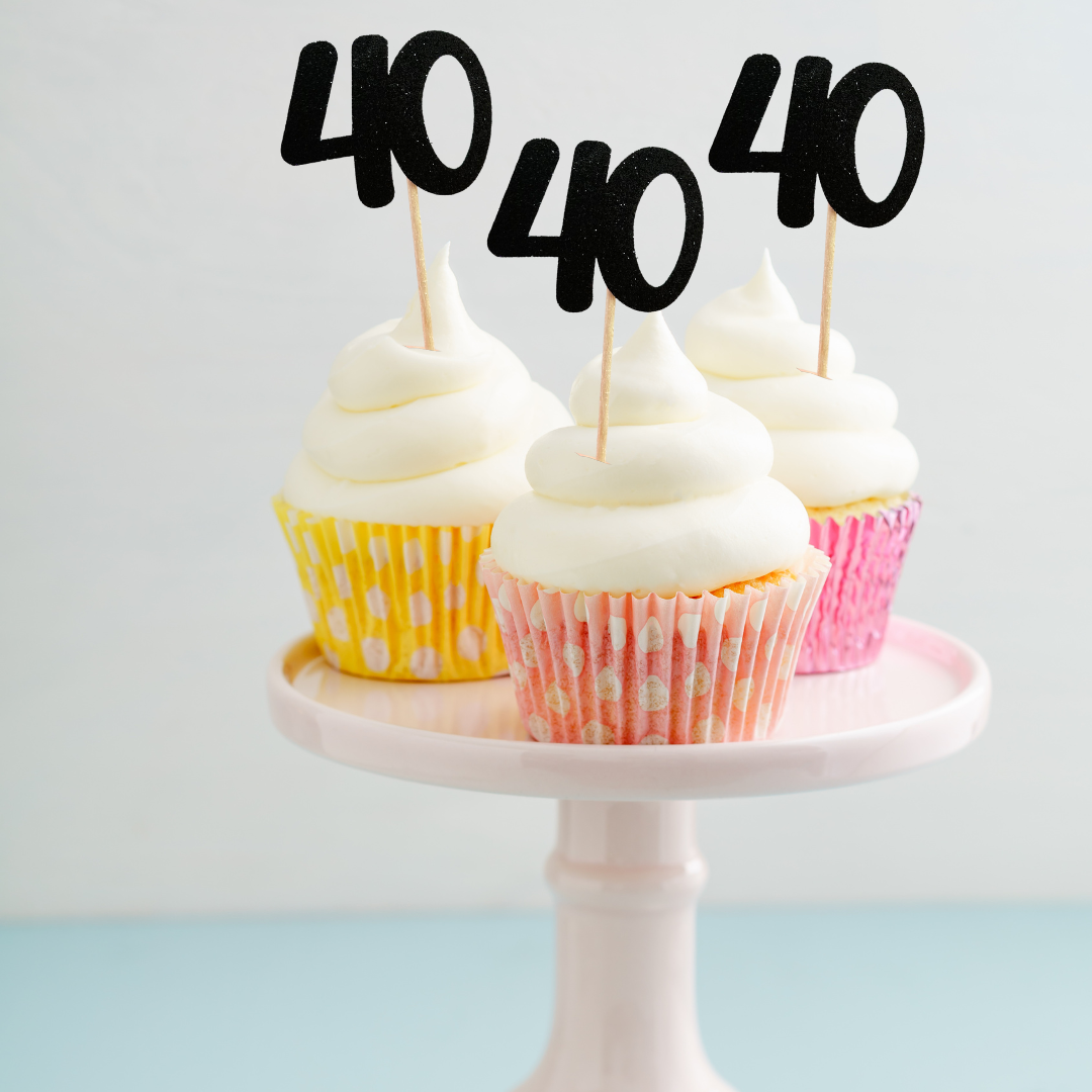 40th Birthday Cupcake Toppers - 12pk