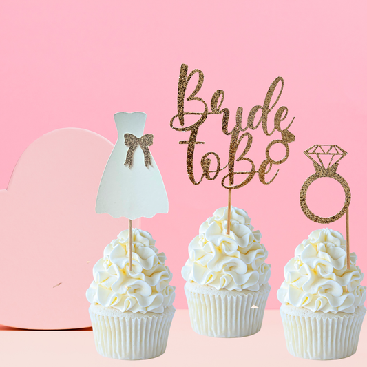 Bridal Themed Cupcake Toppers - 12pk
