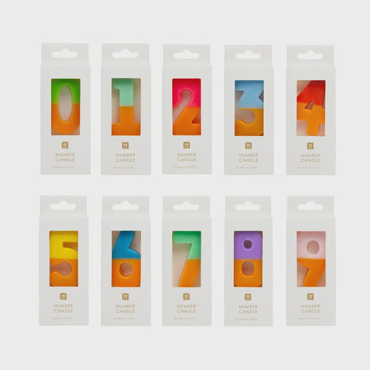 Multicolored Neon 0-9 Number Candles
