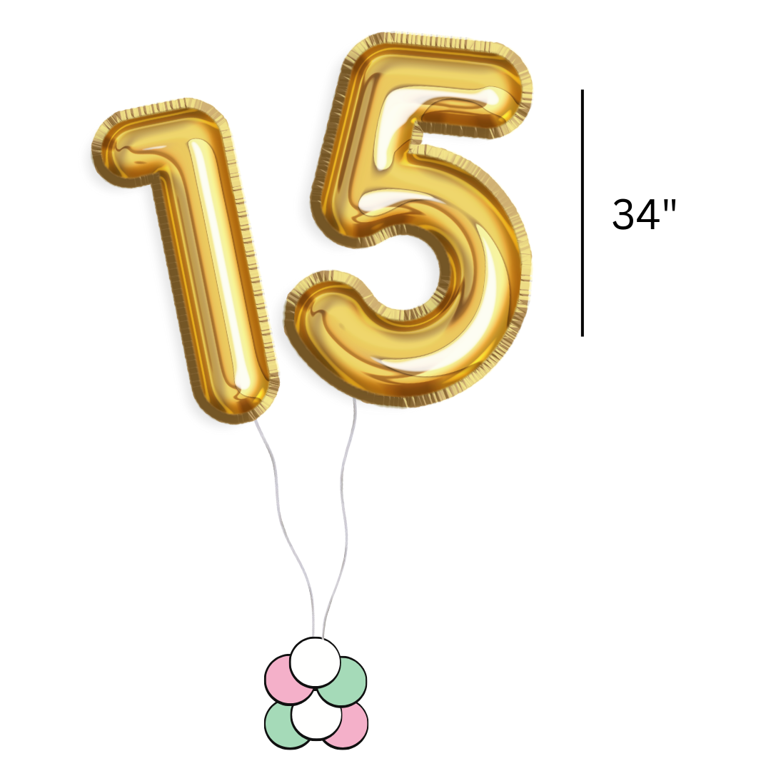 Numbers / 34 Inch 2 Numbers HELIUM Balloon with bubble base